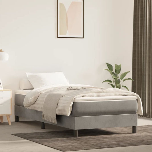 Springmadras Med Pocketfjedre 80X200X20 Cm Fløjl Lysegrå