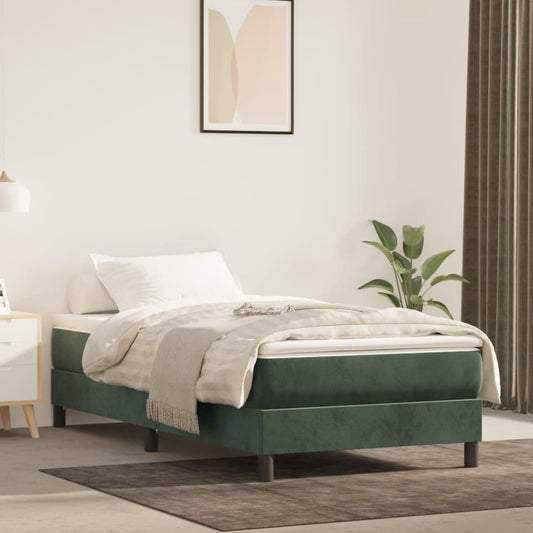 Springmadras Med Pocketfjedre 80X200X20 Cm Fløjl Mørkegrøn