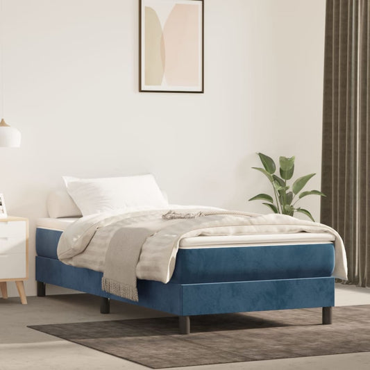 Springmadras Med Pocketfjedre 80X200X20 Cm Fløjl Mørkeblå