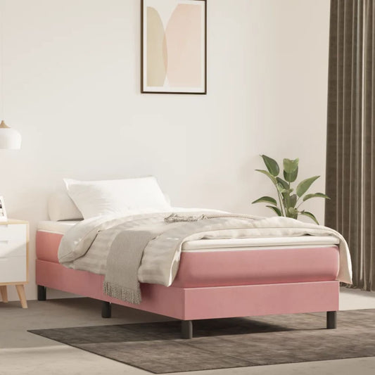 Springmadras Med Pocketfjedre 80X200X20 Cm Fløjl Pink Lyserød