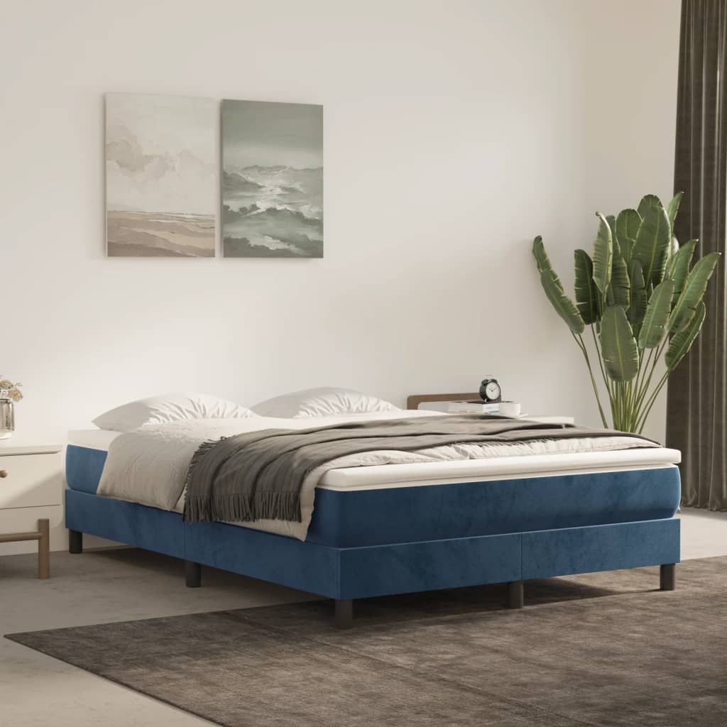 Springmadras Med Pocketfjedre 80X200X20 Cm Fløjl Mørkeblå