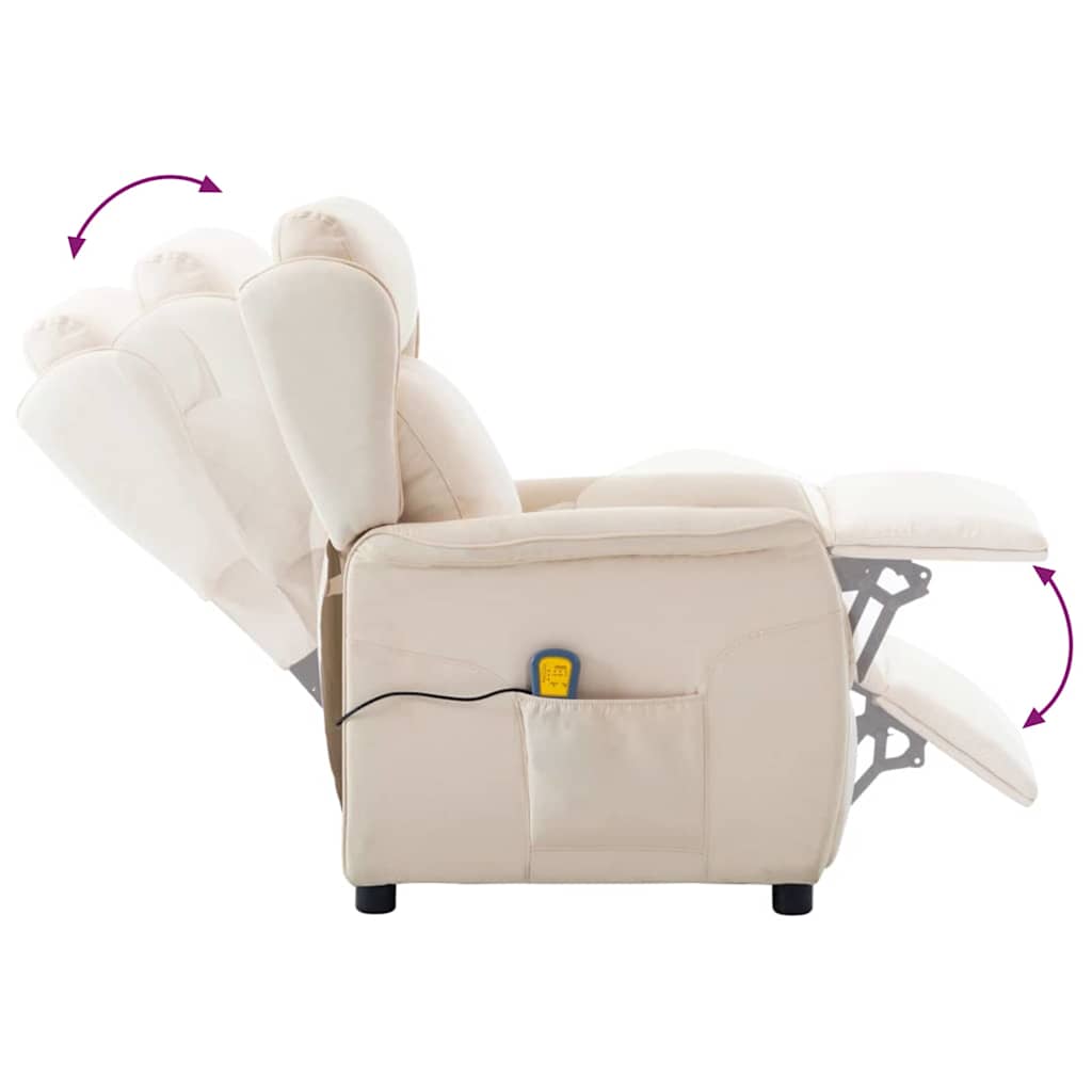 Massagestol Med Pude Creme 67.5 X 93.5 X 101.5 Cm Stof - Billede 7