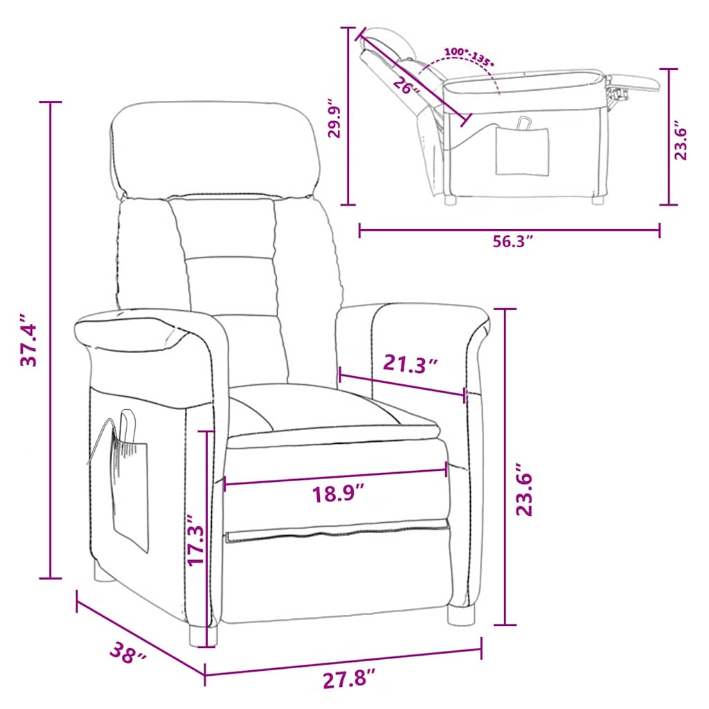 Massagestol Med Pude Brun 70.5 X 96.5 X 95 Cm Kunstlæder - Billede 7
