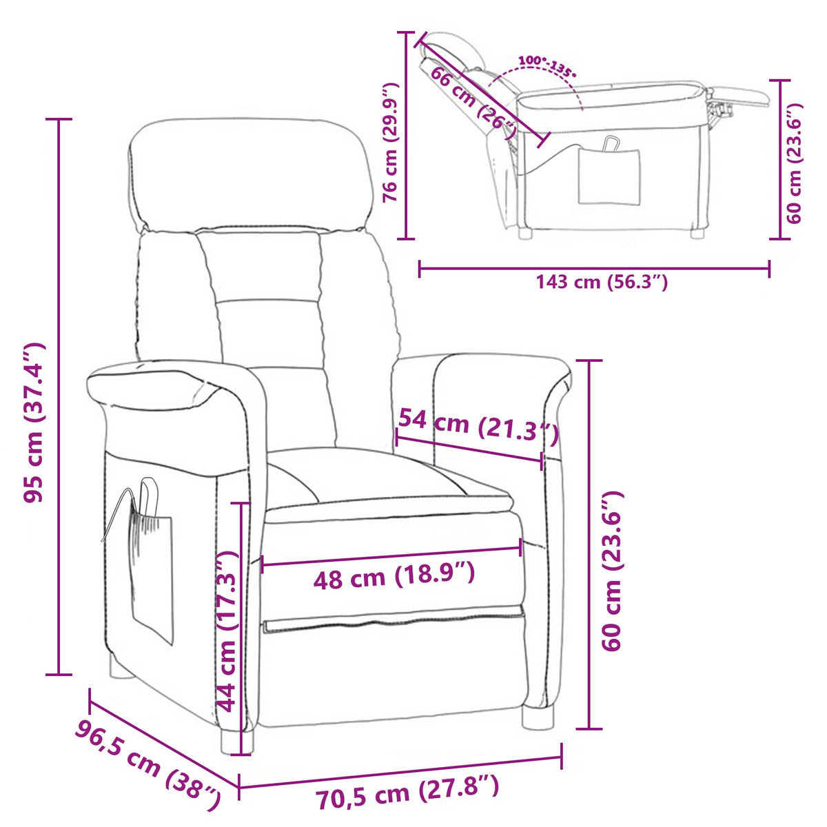 Massagestol 96.5 X 70.5 X 95 Cm Mikrofiber - Billede 7