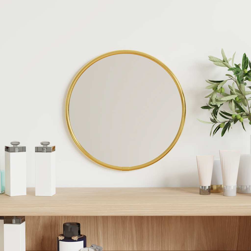 Vægspejl Ø 20 Cm Rund Guldfarvet - Hovedbillede