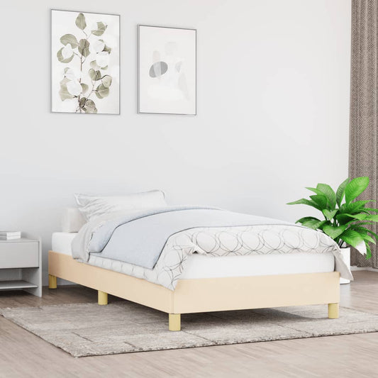 Sengeramme Uden Madras Stof Farvet Creme