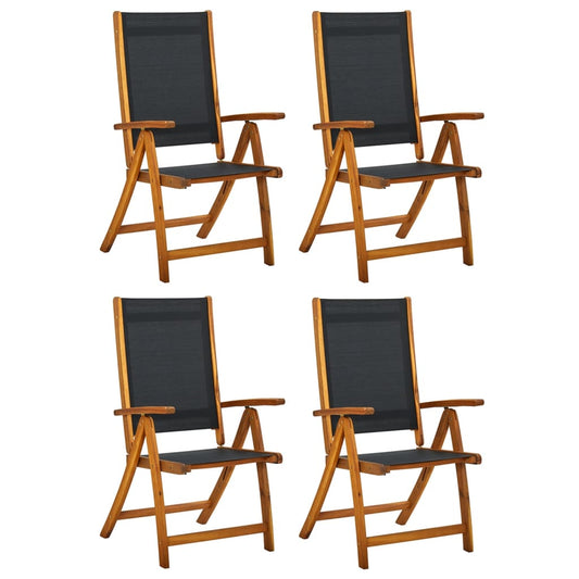 Foldbare Havestole 4 Stk. Massivt Akacietræ Og Textilene