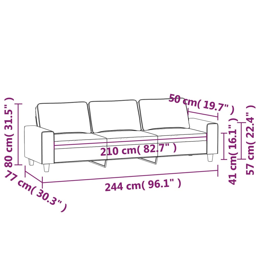 3-personers Sofa 210 Cm Mikrofiberstof Beige - Billede 8