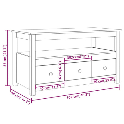 Sofabord 102x49x55 Cm Massivt Fyrretræ - Billede 11