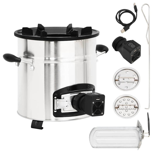 Grydekomfur M. Usb-Ventilator 35,5X26X28 Cm Rustfrit Stål Sølv Terrakotta