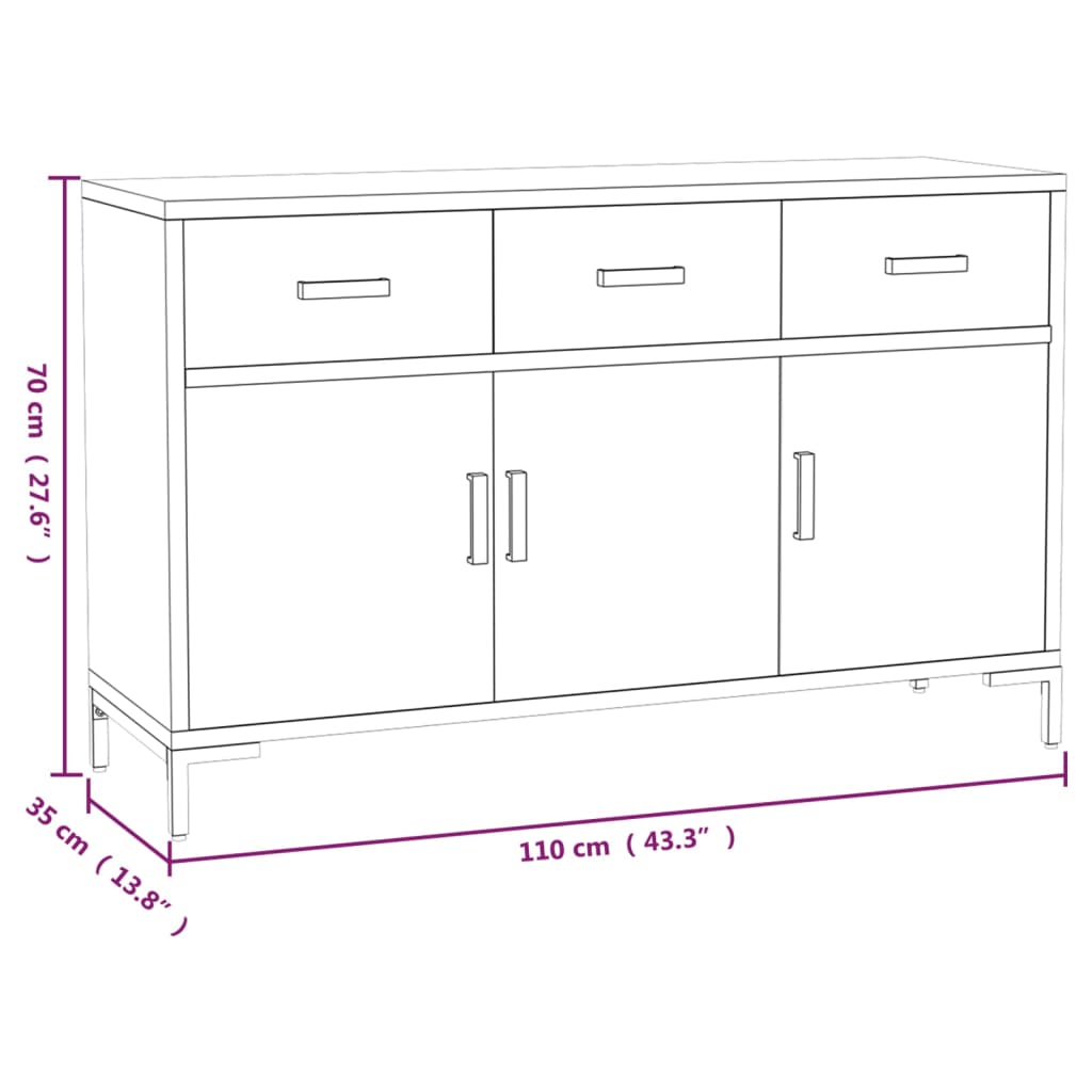 Skænk 110X35X70 Cm Massivt Fyrretræ