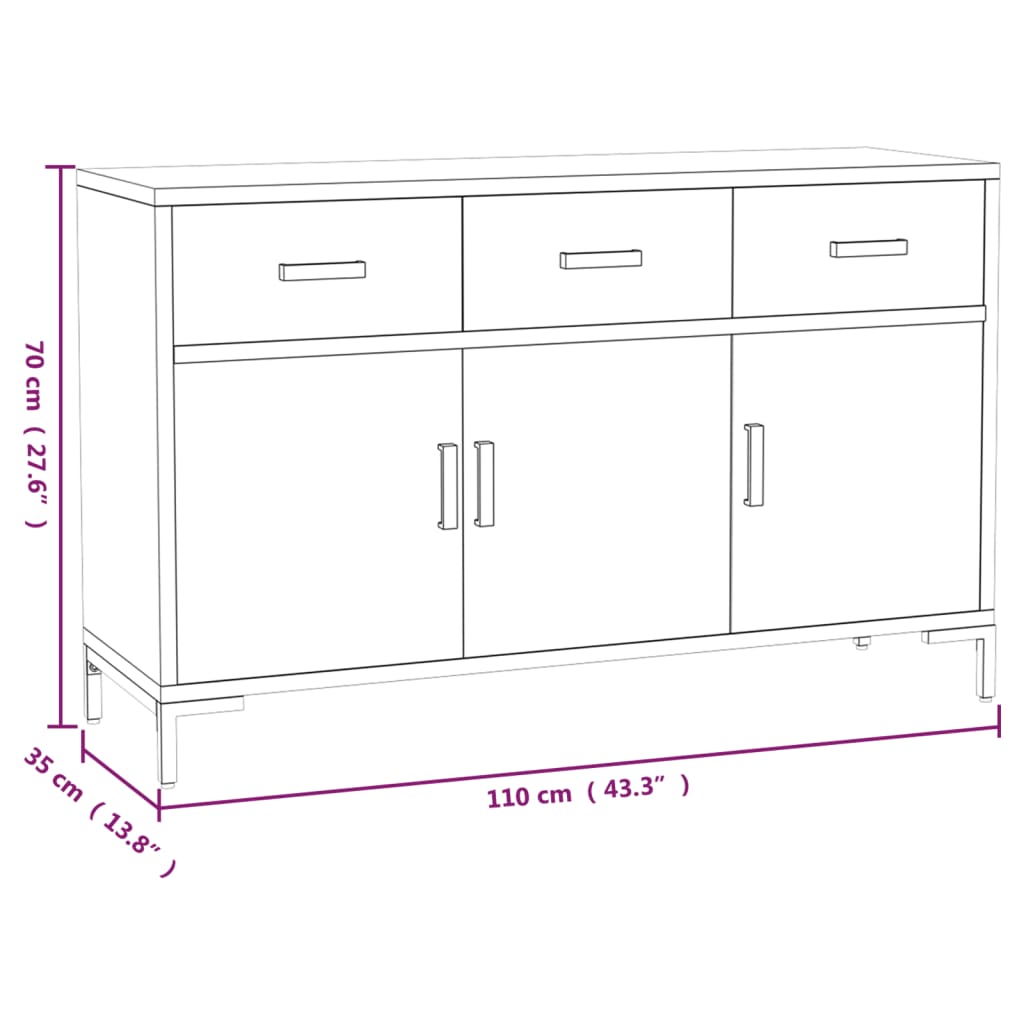 Skænk 110X35X70 Cm Massivt Fyrretræ