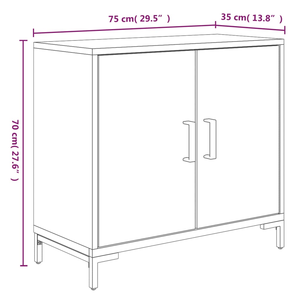 Skænk 75x35x70 Cm Massivt Fyrretræ - Billede 7