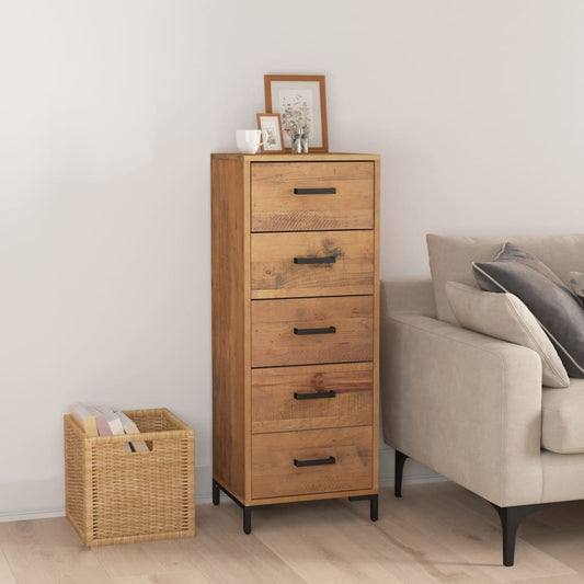 Kommode 42X35X110 Cm Massivt Fyrretræ