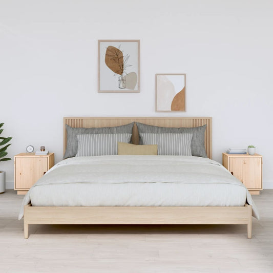 Sengeborde 2 Stk. 40X34X45 Cm Massivt Fyrretræ