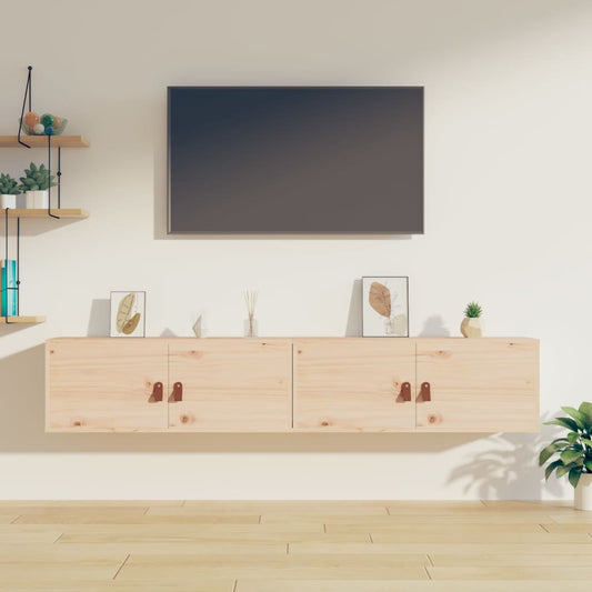 Vægskabe 2 Stk. 80X30X30 Cm Massivt Fyrretræ