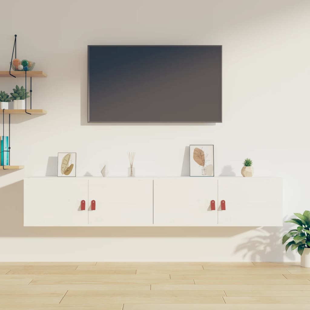 Vægskabe 2 Stk. 80X30X30 Cm Massivt Fyrretræ