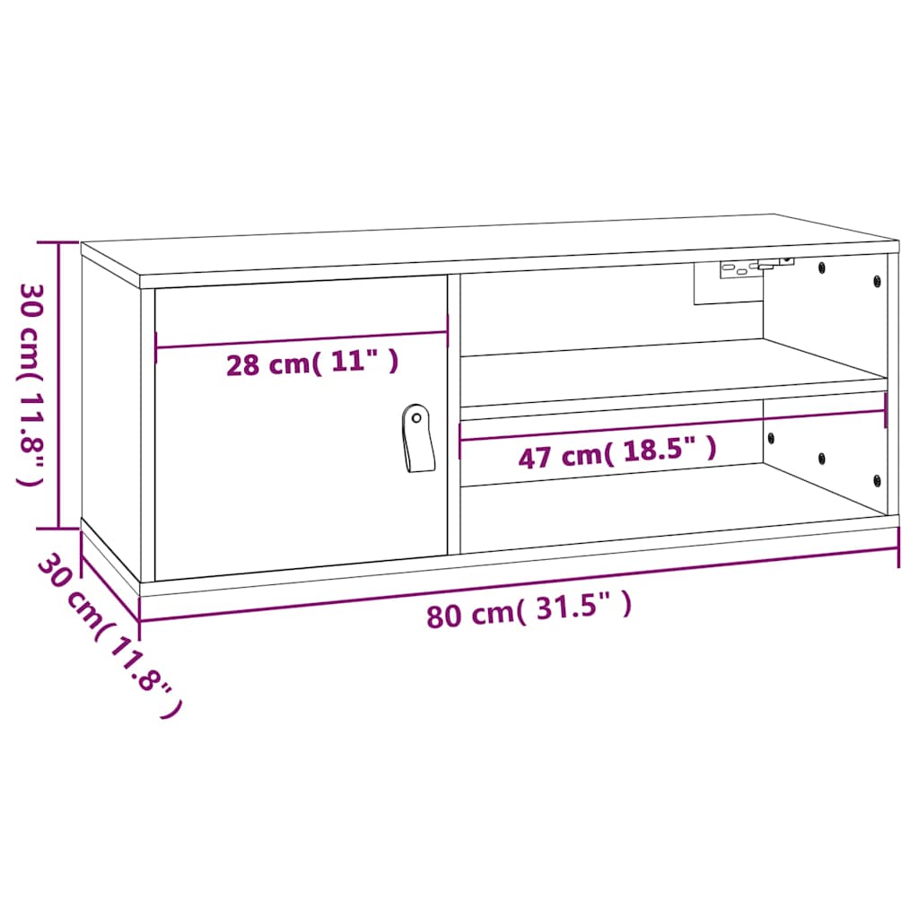 Vægskab 80x30x30 Cm Massivt Fyrretræ - Billede 12