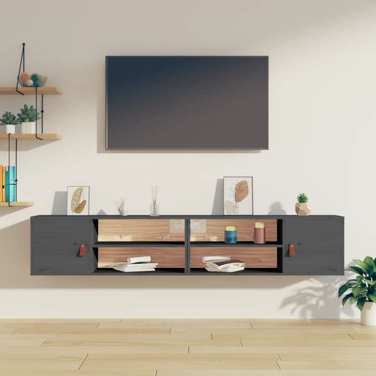 Vægskabe 2 Stk. 80X30X30 Cm Massivt Fyrretræ