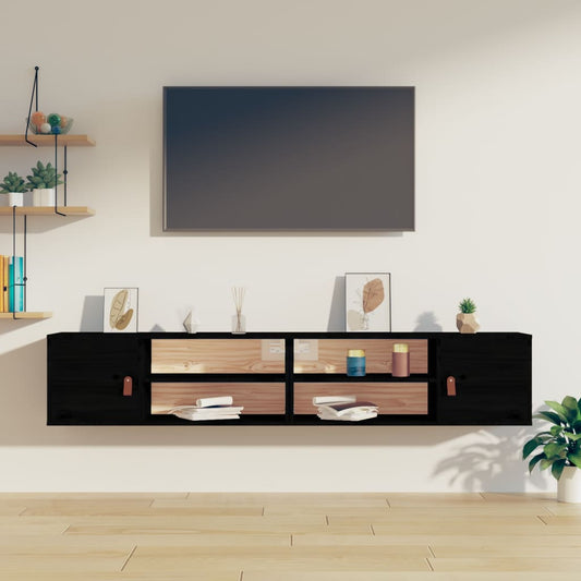 Vægskabe 2 Stk. 80X30X30 Cm Massivt Fyrretræ