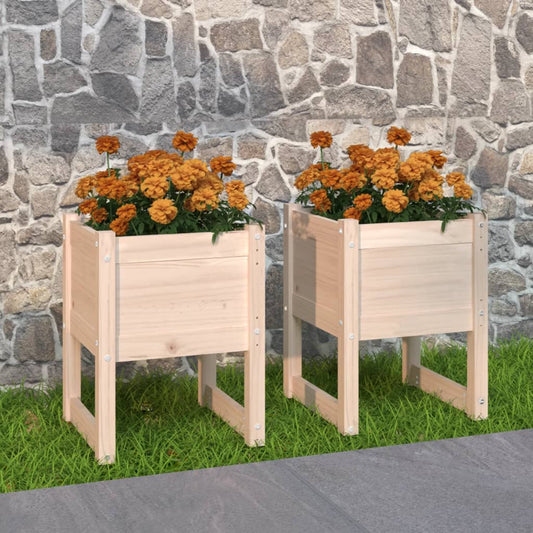 Plantekasser 2 Stk. 40X40X52,5 Cm Massivt Fyrretræ Naturfarvet