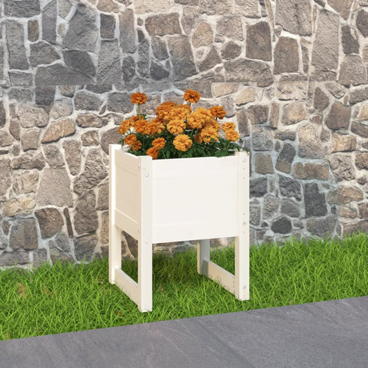 Plantekasse 40X40X52,5 Cm Massivt Fyrretræ Hvid