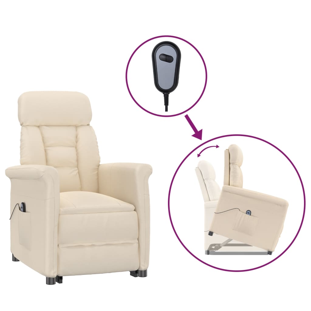Eldrevet Lænestol Mikrofiberstof Beige - Billede 2