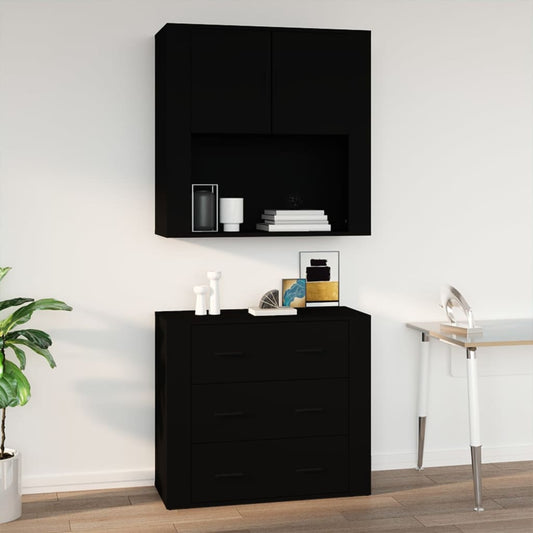 Vægskab 80X33X80 Cm Konstrueret Træ Sort