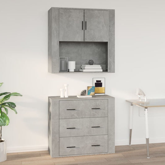 Vægskab 80X33X80 Cm Konstrueret Træ Betongrå