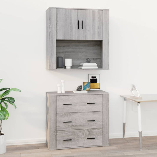Vægskab 80X33X80 Cm Konstrueret Træ Grå Sonoma-Eg
