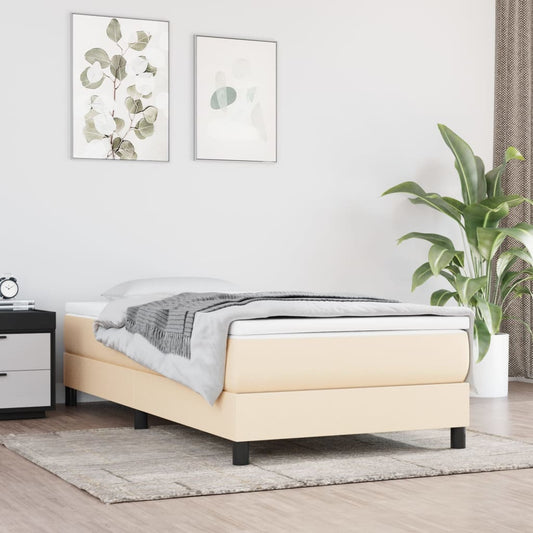Sengeramme Uden Madras Stof Farvet Creme