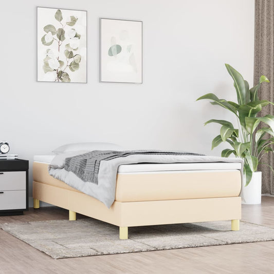 Sengeramme Uden Madras Stof Farvet Creme