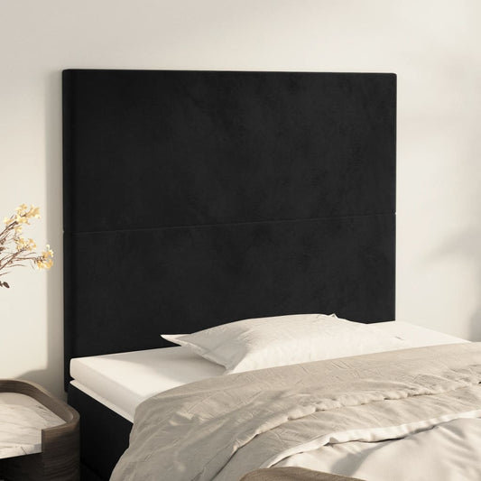 Sengegavle 2 Stk. 80X5X78/88 Cm Fløjl Sort