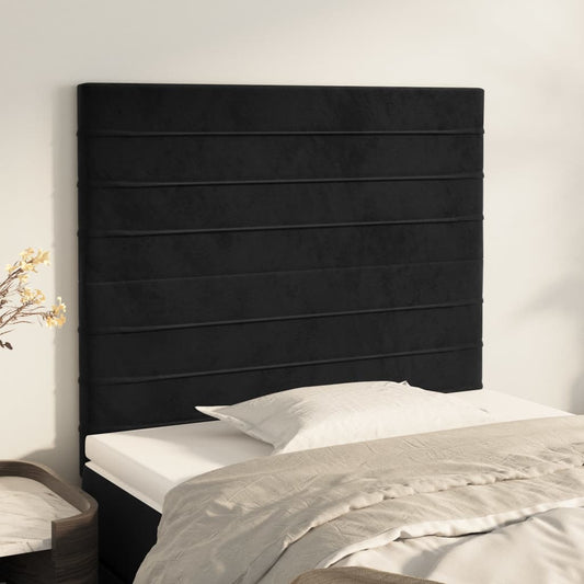 Sengegavle 2 Stk. 80X5X78/88 Cm Fløjl Sort