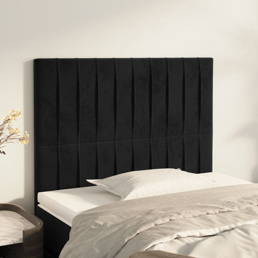 Sengegavle 2 Stk. 80X5X78/88 Cm Fløjl Sort