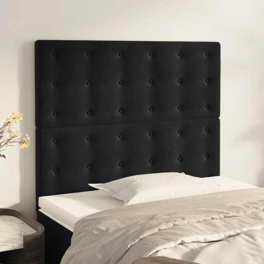 Sengegavle 2 Stk. 80X5X78/88 Cm Fløjl Sort