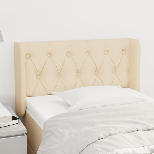 Sengegavl Med Kanter 83X16X78/128 Cm Stof Farvet Creme