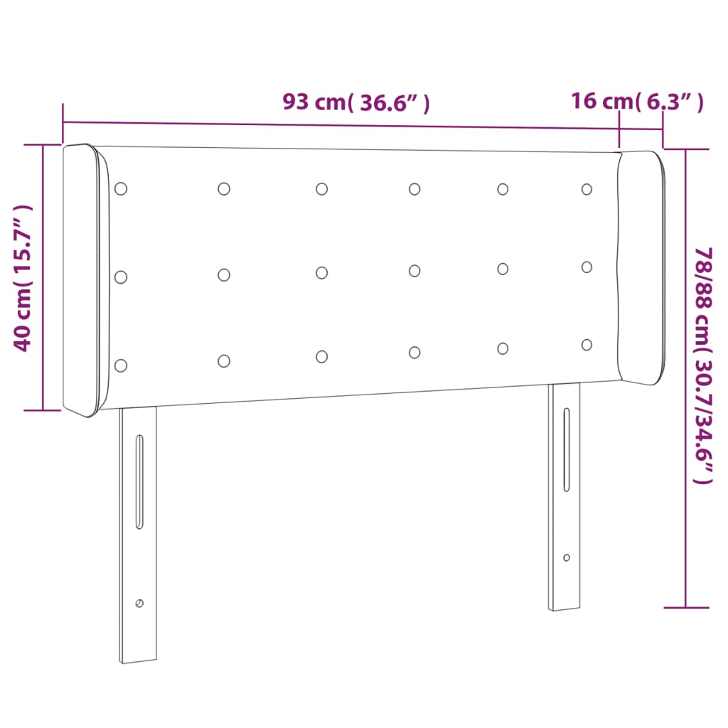 Sengegavl Med Kanter 93x16x78/88 Cm Stof - Billede 9