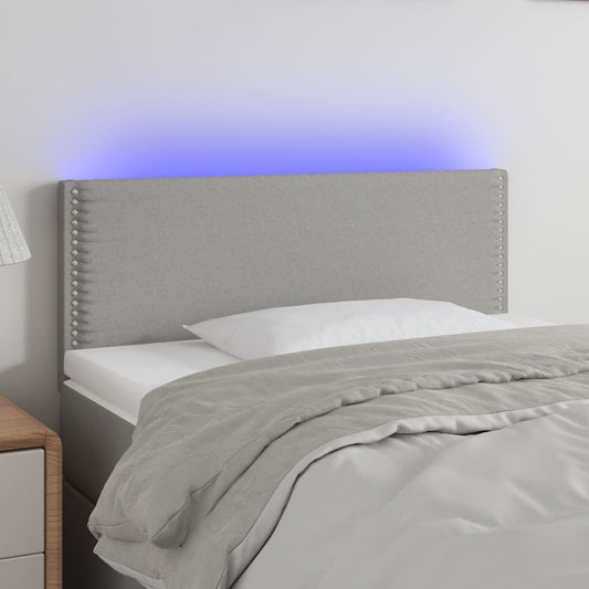 Sengegavl Med Led-Lys Stof Lysegrå