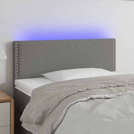 Sengegavl Med Led-Lys Stof Mørkegrå