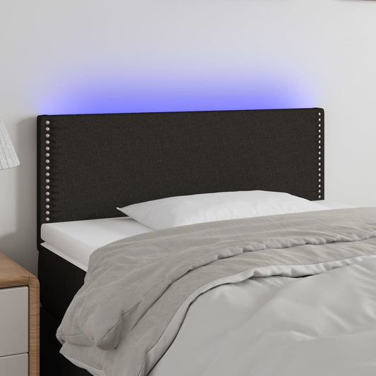 Sengegavl Med Led-Lys Stof Sort