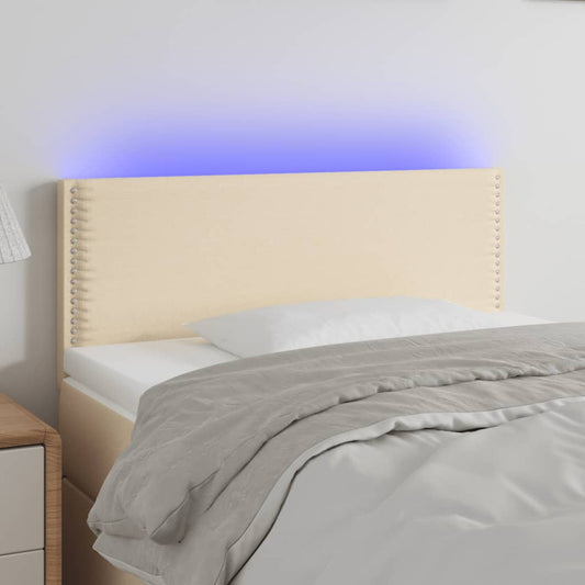 Sengegavl Med Led-Lys Stof Farvet Creme