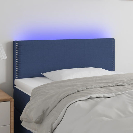 Sengegavl Med Led-Lys Stof Blå