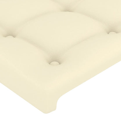 Sengegavl Med Led-lys 144x5x78/88 Cm Kunstlæder Cremefarvet - Billede 5