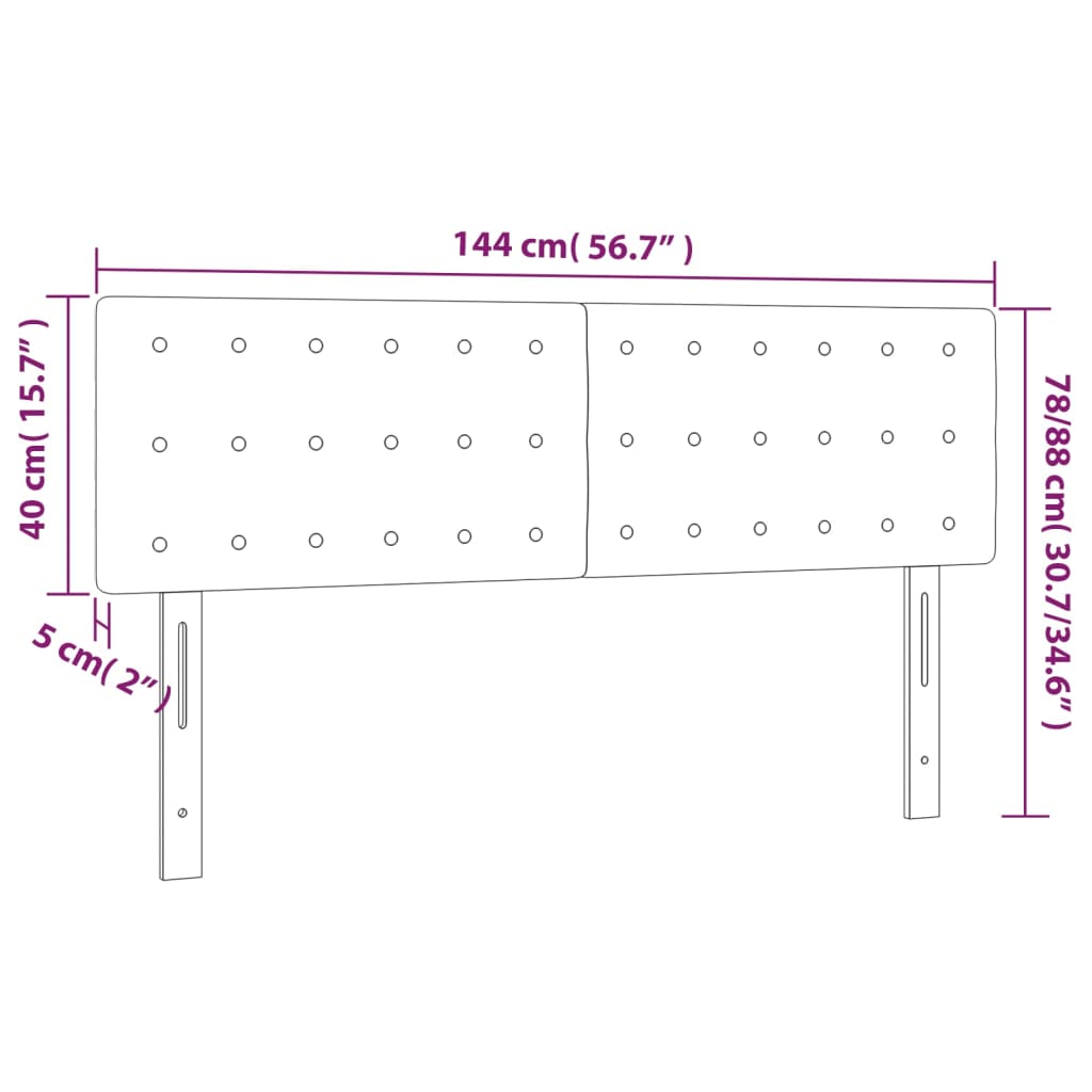Sengegavl Med Led-lys 144x5x78/88 Cm Kunstlæder Cremefarvet - Billede 6