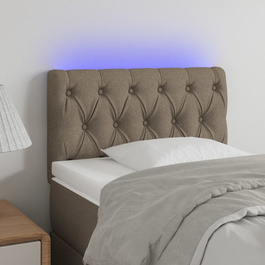 Sengegavl Med Led-Lys Stof Gråbrun