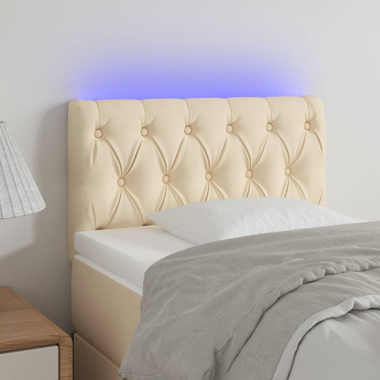 Sengegavl Med Led-Lys Stof Farvet Creme
