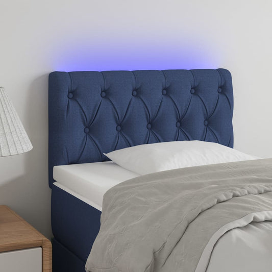 Sengegavl Med Led-Lys Stof Blå