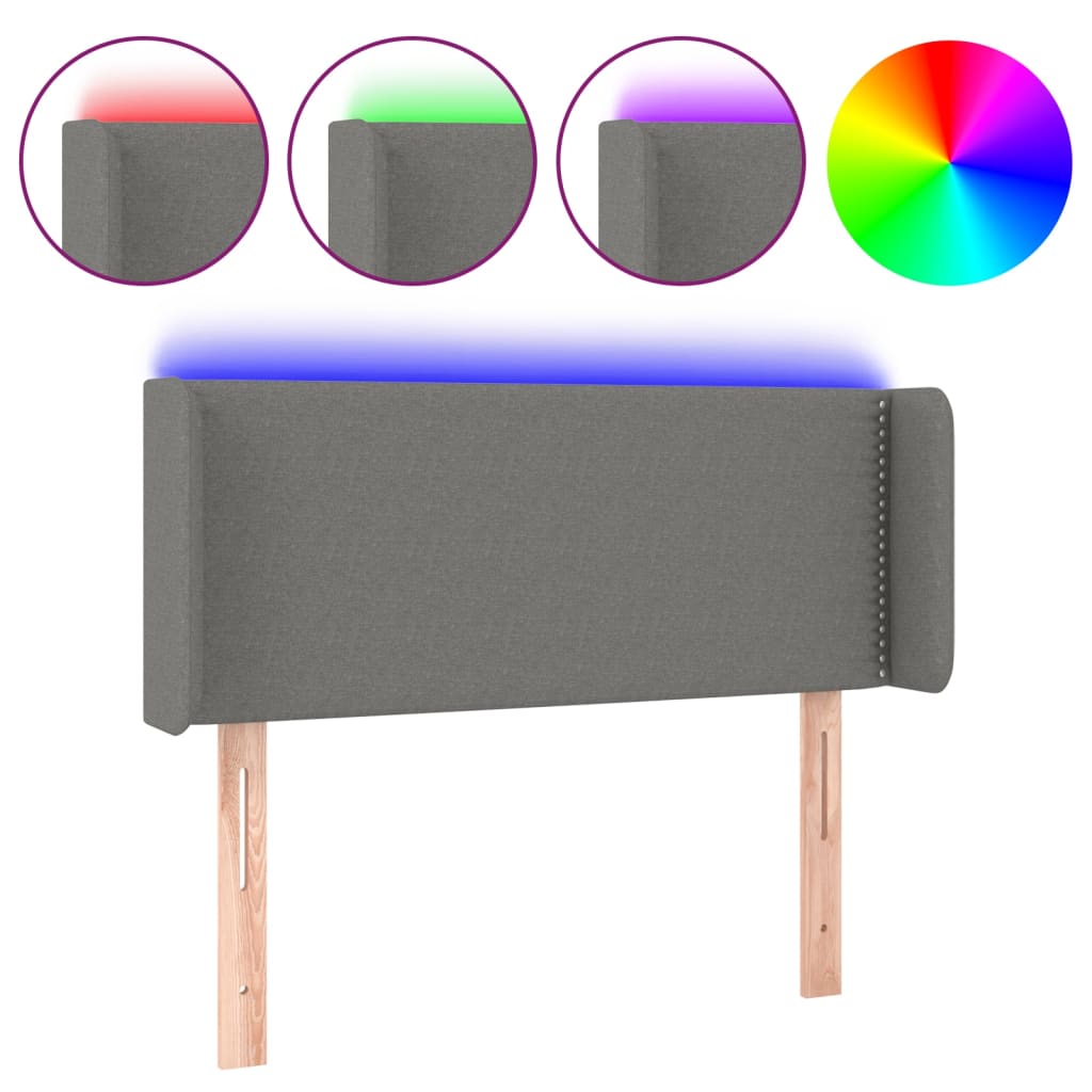 Sengegavl Med LED-lys Stof - Billede 2