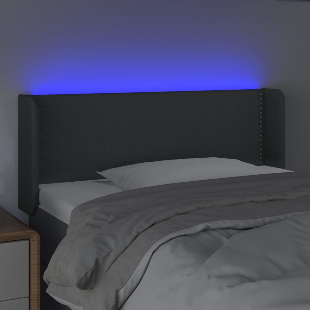 Sengegavl Med LED-lys Stof - Billede 4